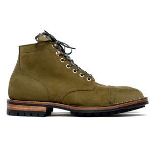 Viberg Olive Nubuck Cap Toe Service Boot